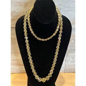 Graduated Citrine Necklace – Hand Knotted Faceted Quartz Beads – Opera Length